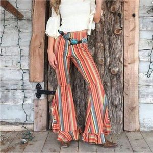 NWT Santa Fe Fashion Express boho colorful striped bell bottom. Size medium